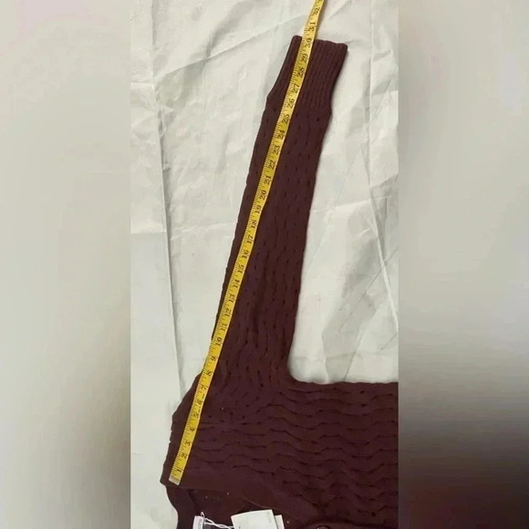 Ecru Style Size M Burgundy Fancy Stitch V Neck Cardigan Sweater Open Weave NEW - Picture 11 of 11